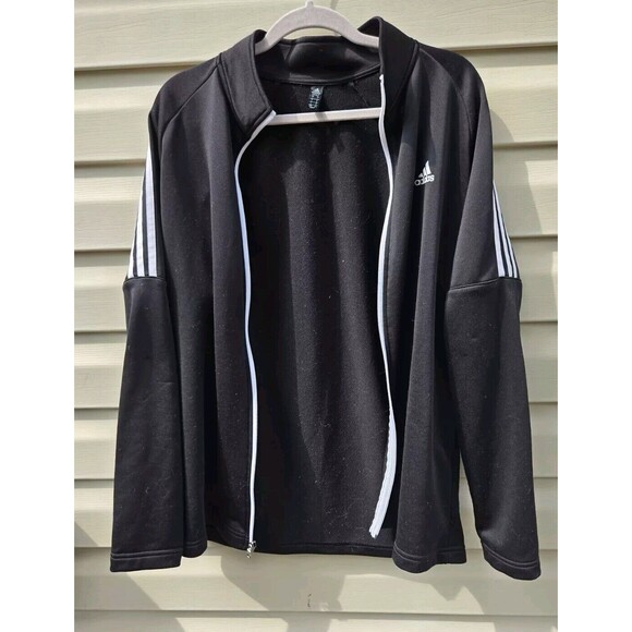 Mens ADIDAS Lightweight Golf Jacket Size Large L Black 3 Stripes UPF50 Full Zip - Picture 3 of 15